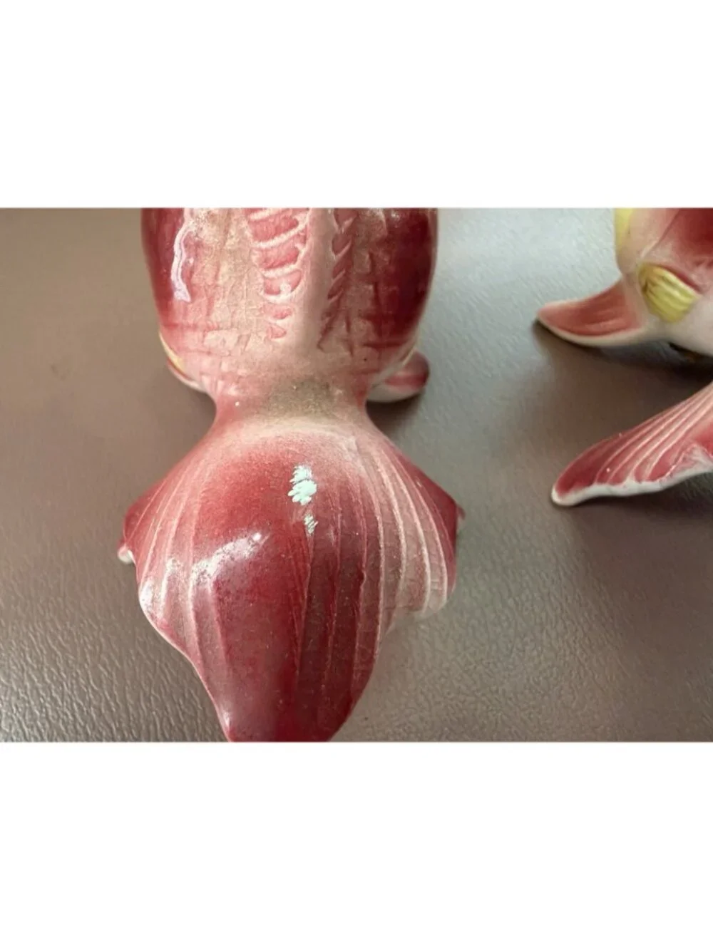 Vintage Japan Ceramic Anthropomorphic Gold Fish Salt Pepper Shakers Mid Century